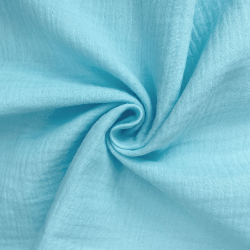 Ткань Муслин Жатый (Ширина 1,4м), цвет Небесно-голубой (на отрез) в Чебоксарах