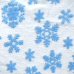Ткань Искусственный Мех Длинноворсовый 230 гр/м2 (Ширина 150см), принт Снежинки на Белом (на отрез) в Чебоксарах