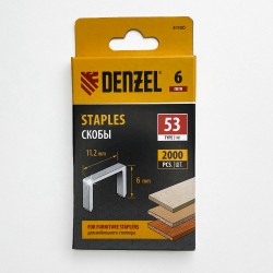 Denzel Скобы, 6 мм, для мебельного степлера, тип 53, 2000 шт. в Чебоксарах