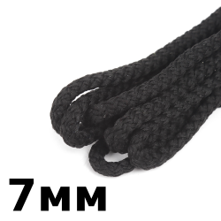 Шнур с сердечником 7мм, цвет Чёрный (плетено-вязанный, плотный)  в Чебоксарах