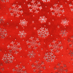 Ткань Искусственный Мех Коротковорсовый 190 гр/м2 (Ширина 150см), принт Снежинки на красном в Чебоксарах